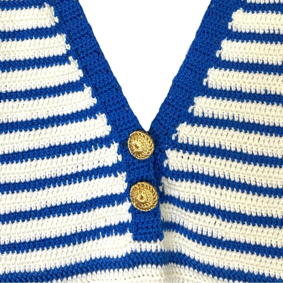 My Beachy Side - NWT ‘Emily in Paris’ Loulou’ Hand-Crocheted Romper- Blue, Large - Picture 5 of 16